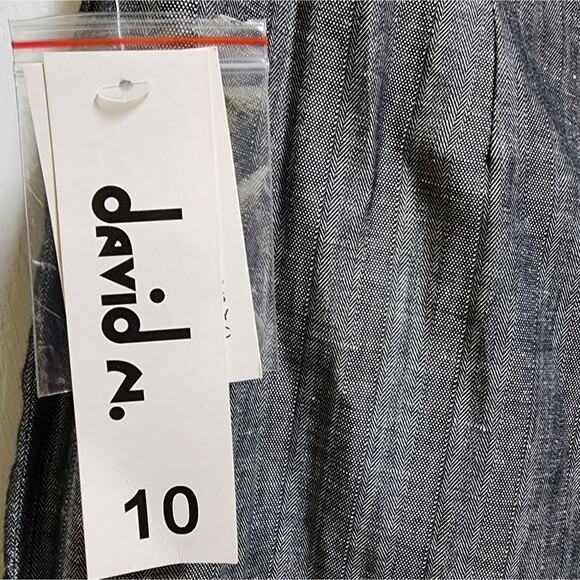 David N Pants Womens 10 Linen Blend Black Silver Wide Leg Textured Shimmer New - Picture 5 of 12